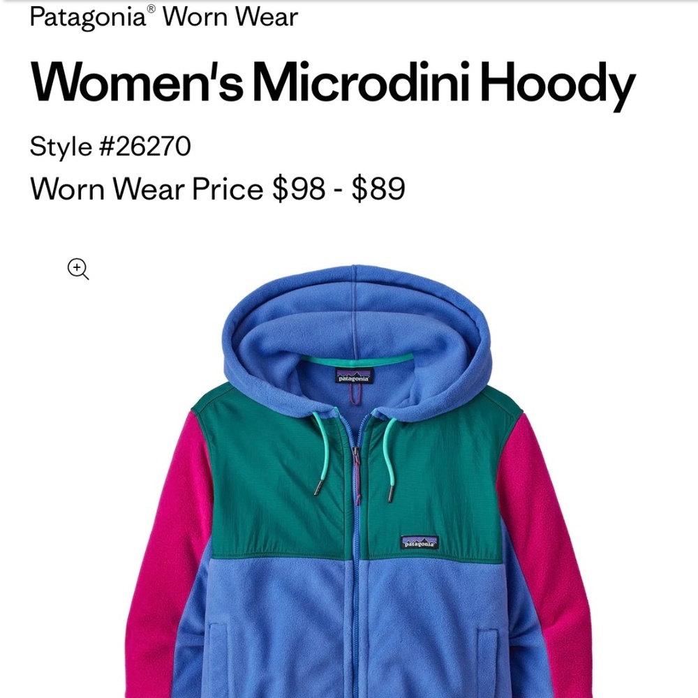 *NWOT* Patagonia Women's Full-Zip Microdini Hoody. Size XL. Multi color. - Picture 10 of 10